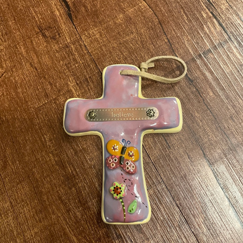 Ceramic cross ornament